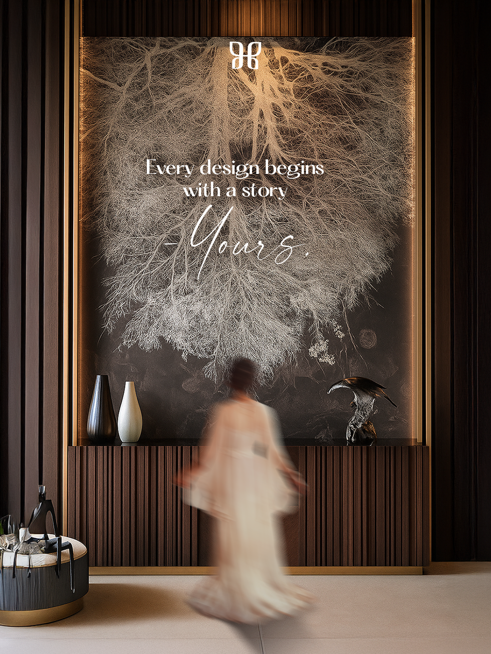 From Vision to Reality — brand post showing sketch to interior design completion.